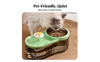 Large Capacity Cat Water Fountain with Food Bowl Ultra Quiet Automatic Pet Feeder and Waterer Easy to Clean for Travel