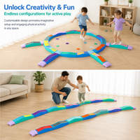 Multicolored Stepping Stones Kids Play Set, Balance Beam Toy, Connecting Obstacle Course for 3-6 Years, Home & Kindergarten Use