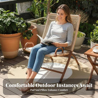Woven Rope Recliner Foldable Lounge Chair Sturdy Frame Er Proceed Nomic Design for Homeowners, Adults, Balcony, Terrace