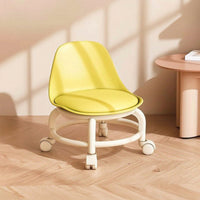 Cushioned Low Rolling Stool Comfortable Rolling Stool with Back Rest Compact Small for Vanity