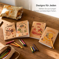 Mini Kraft Paper Notebook with Cute Cartoon Cover, Portable Pocket Diary for Notes and Journaling