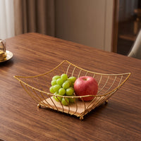 Modern Square Fruit Basket Decorative Fruit Basket with Wooden Base Elegant Versatile for Coffee Table