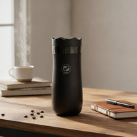 Travel Plunger Brewer Stainless Steel Coffee Maker with Locking Lid Compact Coffee Pot for Commuters, Students, Commute