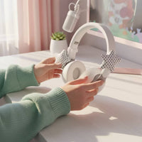 Star Headphone Attachment Playful Headphone Attachment with Polka Dots Accessory Soft Padded for Streamers, Gaming Setup
