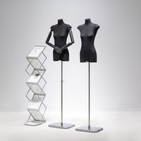 Black Mannequin Display Stand for Women's Clothing, Full Body, Wide Shoulder, Flat Body, for Store Window