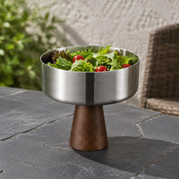Pedestal Dessert Bowl Food Walnut Wood Pedestal Bowl Modern Look Stainless Steel Dessert Cup for Hotel