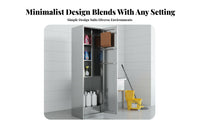 Stainless Steel Cleaning Cabinet Rust-Resistant Cleaning Supply Cabinet Easy to Clean Broom Closet Organizer for Janitors, Homeowners, Hospital