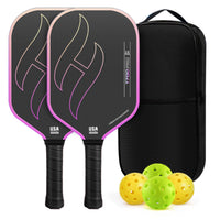 2 Pieces Pickleball Paddle Set with Balls Carbon Fiber Pickleball Set with Bag Sporting Goods Matte Long-Lasting for Players