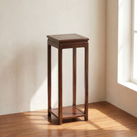 Tall Pedestal Stand with Shelf Indoor Wooden Display Stand Square Bonsai Pedestal Carved for Homeowners, Collectors