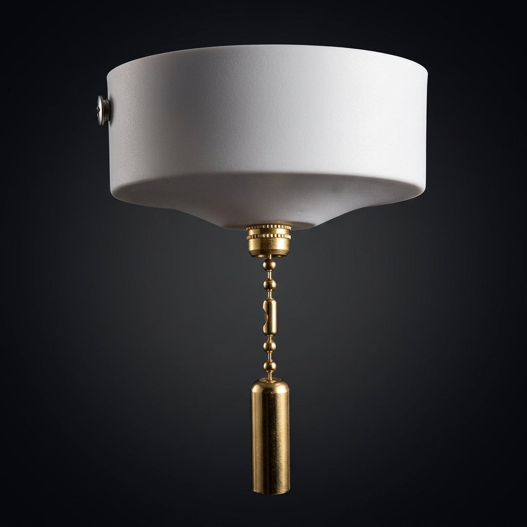 Light Switch for Toilet Light with 200cm Chain, Bathroom Pull Cord Ceiling Switch with Cylinder Pendant, 220V 3A Pull Cord Switch, 80mm Diameter