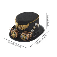 Hat with Goggles and Gears Black Hat with Adjustable Strap Goggles Pointed Headwear for Adults, Halloween