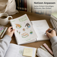 Dreamy Cat B5 Loose-Leaf Notebook Set, Frosted Cover, Detachable Ring Binder for Students
