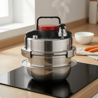 Three-Layer Body Mini Pressure Cooker Polished Silver Stainless Steel Pressure Cooker Black Handle Cookware Fast Cooking for Stovetop Flame