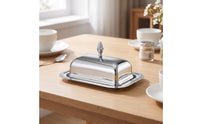 Butter Dish with Lid Stainless Butter Container Keeper with Knob Polished Tableware for Hosts, Countertop