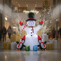Stable Inflatable Snowman with Penguins Weatherproof Christmas Inflatable Snowman Waterproof Decoration Long-Lasting for Lawn