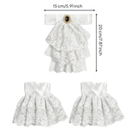 Lace Ruffle Cuffs Set Flower-Patterned Lace with Sleeve Cuffs Retro Accessory for Bridal Photoshoots