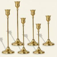 Retro Design Brass Taper Candle Holder Romantic Atmosphere Single Stem Candlestick Easy Assembly Vintage Aesthetic Candle Stand for Christmas, Wedding, Dinner Party