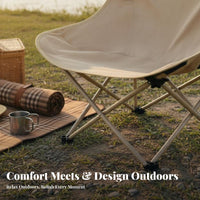 foldable Design Highrear Moon Chair sturdy Construction Camping Seat Built-in Headrest Portable Seating Includes Carrying Bag for Anglers, Campers, Adults, Fishing, outdoor meals, posterioryard, Festivals