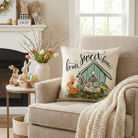Easter Pillow Cover Removable Washable Decorative Throw Pillow Cover Zipper Sofa Pillow Cover for Renters, Living Room, Couch, Lounge Chair