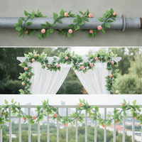 Artificial Fruit Vine Garland Fake Green Plant for Balcony Ceiling Pipe Decoration Plastic Green Leaves