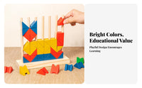 72 Pieces Rainbow Pattern Block Set Stimulates Creativity Rainbow Assembling Toy Wooden Building Blocks Boosts Creativity