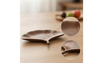 Ginkgo Leaf Tray Hand-Carved Leaf Shaped Tray Walnut Finish for Hosts, Tea Service, Tabletop Decor