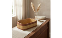 Woven Storage basket Holder Handwoven Fiber Storage basket Leather-Like Trim Woven box