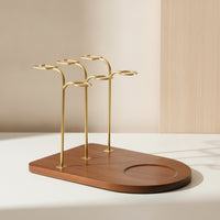 Vino Glass Rack with Wooden Base Tabletop Vino Glass Rack Countertop Organizer for Hosts