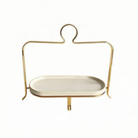 Dessert Stand with Ceramic Trays Stainless Steel Pastry Stand with Metal Frame Elegant Serving Platter for Bakery