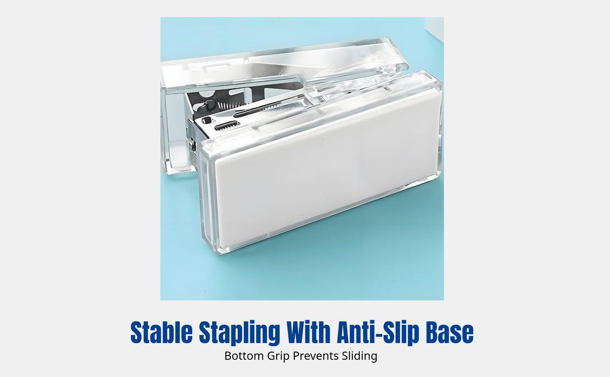 Mini Stapler Set, Transparent Design, Staple Remover, Portable Stationery Kit for Students