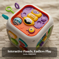 Baby-Friendly Design 9-Sided Interactive Cube Lights and Sounds Multi-Sided Play Hub Early Development Toy for Toddlers, Infants, Parents, Playroom, Nursery, Daycare, Indoors