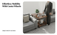 Space Saving Movable Sofa End Table Versatile Rolling Side Table Sturdy Construction Bedside Trolley on Wheels Easy Assembly for Office Workers, Homeowners, Apartment Dwellers, Reception Room, Small Areas, Bedroom, Kitchen