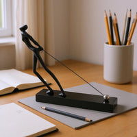 Black Abstract Sculpture Marble Base Abstract Figurine Minimalist Metal Figurine Sculptural for Office