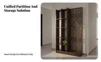 Entryway Partition Cabinet Multi-Functional Design Chinese Design Fretwork Screen Large Storage Space Wooden Screen Partition for Homeowners, Bedroom