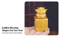 Feng Shui Chinese Wealth Seal Auspicious Design Chinese Fortunate Wealth Bag 360° Rotatable for Office Workers, Home Decor