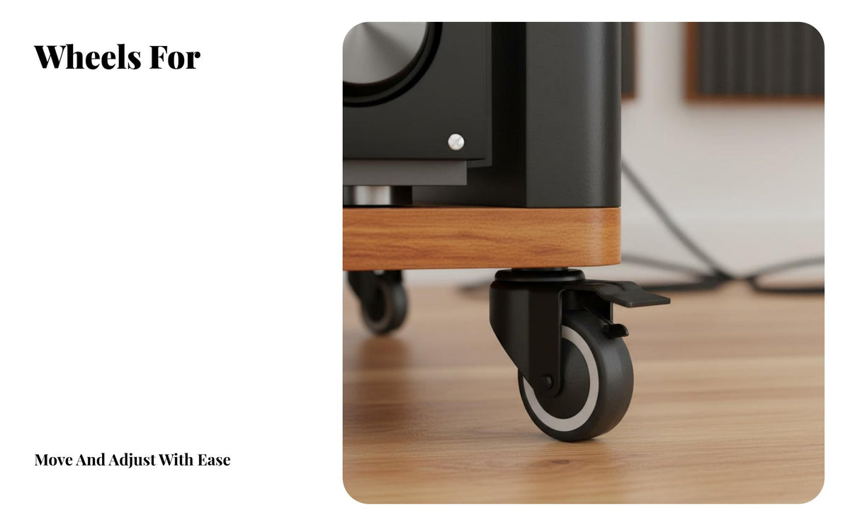 Movable with Casters Audio Equipment Rack Enhanced Sound Stability Rolling Amplifier Cabinet Heavy Duty Steel Frame Multi-Tier Audio Equipment Shelf High Load Capacity for Audiophiles, Home Theater Enthusiasts, Studio, Living Room
