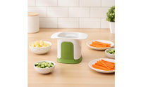Compact Vegetable Chopper with Container Space-Saving Manual Dicer Portable Cutter Easy to Clean for Kitchen, Small Kitchens