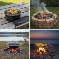 Round Portable Barbecue Grill Net for Home Outdoor Picnic and Japanese BBQ