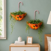 Metal Flower Hanger, Hanging Flower Pots for Wall Decor, Geometric Hanging Planter for Balcony & Garden, 3 Pieces