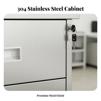 Lockable Stainless Steel Office Cabinet Rust-Proof Locking Parts Cabinet Resistant Multi-Drawer Storage Unit Long-Lasting for Cleanroom, Laboratory, Workshop, Hospital