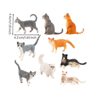 9 Pieces Miniature Cat Figurine Collectible Cat Figurine Compact Toy for Shelf Styling, Craft Scenes, Model Collections