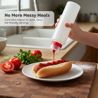 PE Three-Hole Squeeze Bottle for Sauces, Dressings, and Condiments