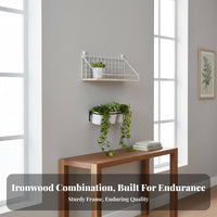 No-Drill Installation Wire Grid Wall Rack Easy to Install Plant Holder Strong Load-Bearing Hanging Shelf Sturdy Construction for Renters, Homeowners, Students, Balcony, Living Room, Bedroom, Bathroom