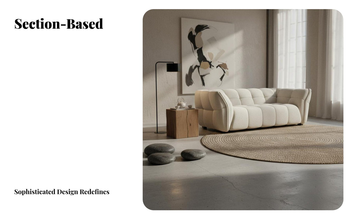 French Cream aesthetic blossombackrest Straight Sofa Wabi-Sabi Aesthetic Living Room Seating fluffyLike Comfort Couch Designer Inspired for Design aficionados, Interior Designers, Apartment Dwellers, Lounge Area, Showroom, Studio, Office