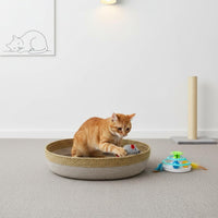 Scratch Resistant Oval Cooling Cat Bed Breathable Braided Rattan Cat Bed Long-Lasting Pet Furniture Comfortable for Multiple Cats, Summer