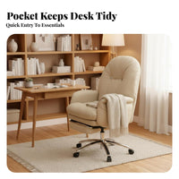 Highspine Support Reclining Office Chair with Footrest 360-Degree pivot Desk Seat effortless Rolling Casters Seating Furniture Plush Cushioning for Executives, Remote Workers, Students, brief rest, Study Room