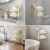 Suction Cup Rotating Soap Dish Wall Mounted Drain Soap Holder for Bathroom