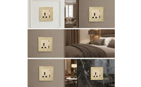 Antique Gold Decorative Outlet Panel Ornate Retro Socket Plate Vintage Embossed Wall Plate Metal for Interior Designers, Homeowners, Living Room, Bedroom, Hotel