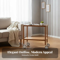 Nordic Design 2-Tier Rolling End Table Mobile Design Serving Cart Compact Size Utility Trolley Multi-Functional for Hosts, Apartment Dwellers, Homeowners, Living Room, Kitchen, Bedroom, Home Office