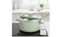Enameled Pot with Glass Lid Gas Cooktop Stockpot with Glass Lid Even Heating Enamel Soup Pot for Home Cooks